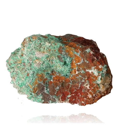 Rough malachite gemstone showcasing vibrant green swirls and earthy tones, known for its transformative and calming properties.