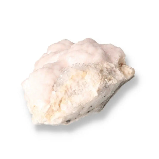 Soft pink Mangano Calcite crystal for love, compassion, emotional healing, and promoting inner peace and harmonious relationships.