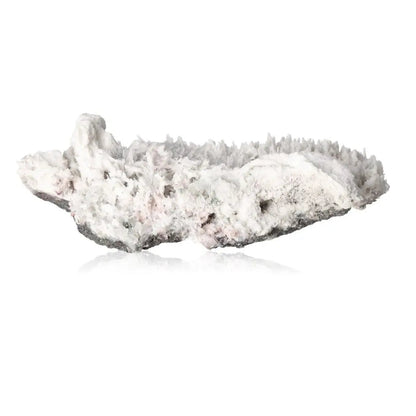 Museum quality milky quartz gemstone showcasing mystical and elegant beauty against a white background.