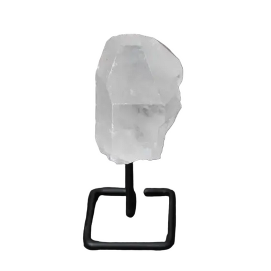 Natural Clear Quartz Point with Stand for Amplifying Energy and Clarity, Ideal for Meditation and Manifestation, Elegant Decor