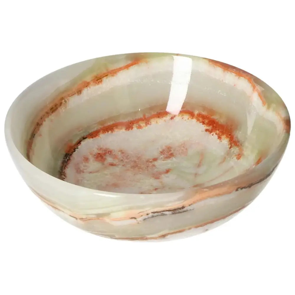 Elegant 12.5 cm onyx bowl with unique veining and polished finish, perfect for adding sophistication to home decor.