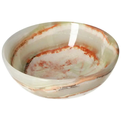 Elegant 12.5 cm onyx bowl with unique veining and polished finish, perfect for adding sophistication to home decor.