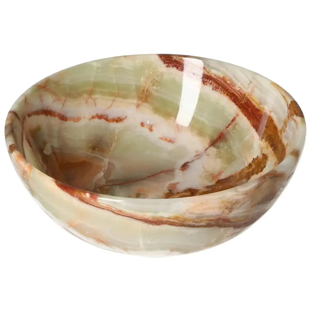 Elegant 12.5 cm onyx bowl with polished surface showcasing unique veining, adding sophistication and warmth to home décor.