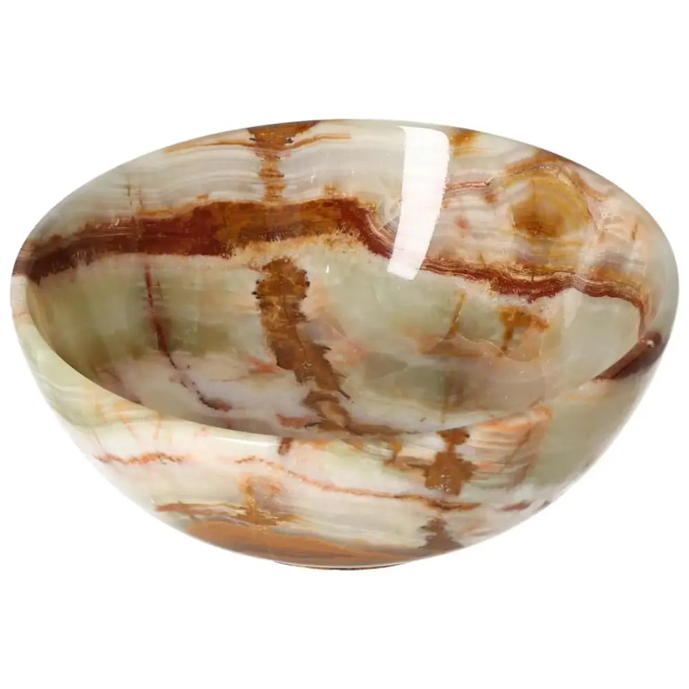 Elegant 12.5 cm onyx bowl with unique veining and polished surface, perfect for enhancing home décor with natural sophistication.