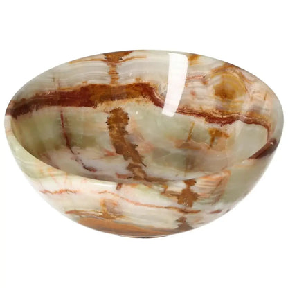 Elegant 12.5 cm onyx bowl with unique veining and polished surface, perfect for enhancing home décor with natural sophistication.