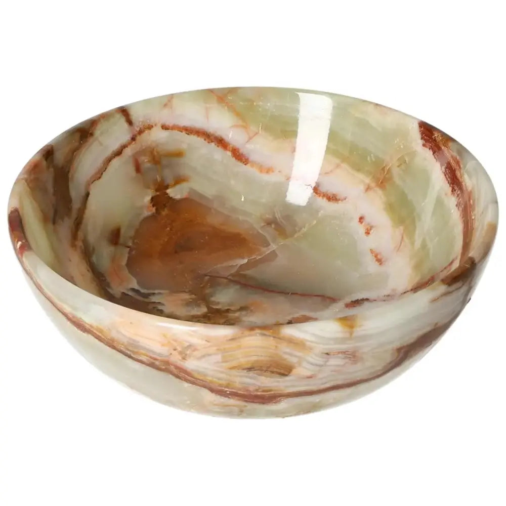 Elegant 12.5 cm onyx bowl with unique veining, showcasing natural artistry and craftsmanship for sophisticated home décor.