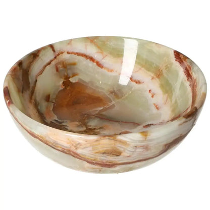 Elegant 12.5 cm onyx bowl with unique veining, showcasing natural artistry and craftsmanship for sophisticated home décor.