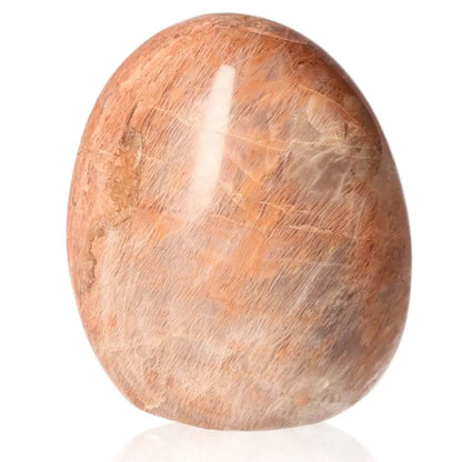 Peach Moonstone gemstone with soft peach hue for emotional healing and calmness.