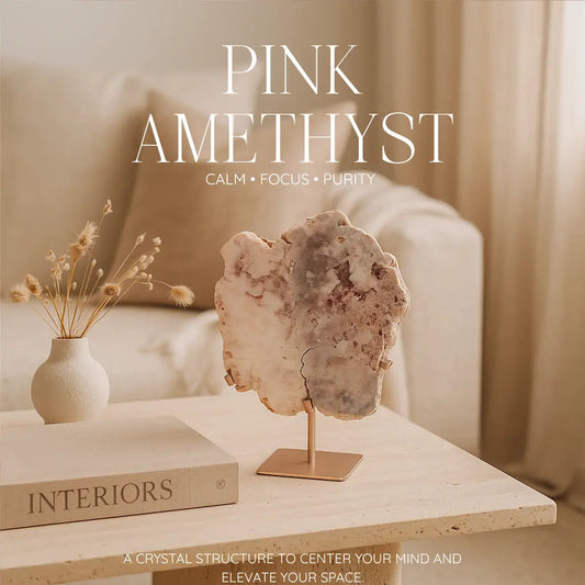 Pink Amethyst on Metal Stand Sylvia Crystals Sp. z o.o.
