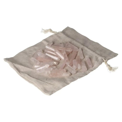 Pink Quartz Small Sticks in a Linen Pouch