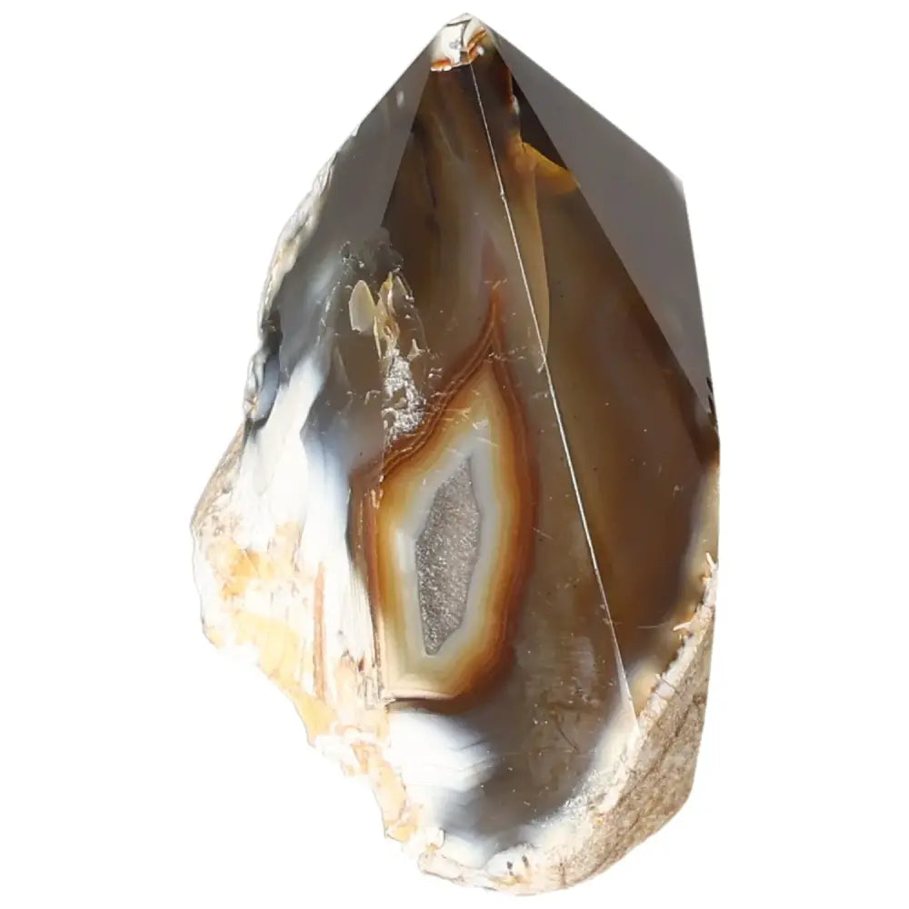 Polished Agate Point by Sylvia Crystals, featuring intricate natural patterns for harmony and tranquility.