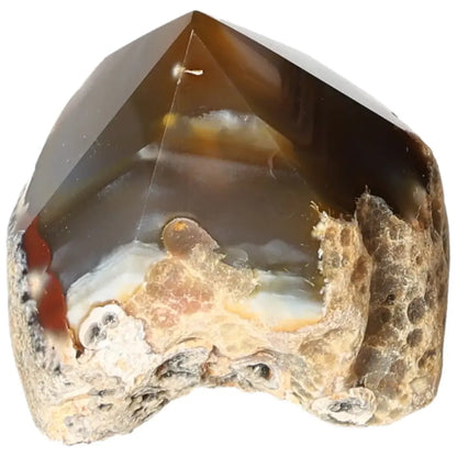 Polished Agate Point from Sylvia Crystals, showcasing natural beauty and spiritual harmony, perfect for conscious luxury enthusiasts.
