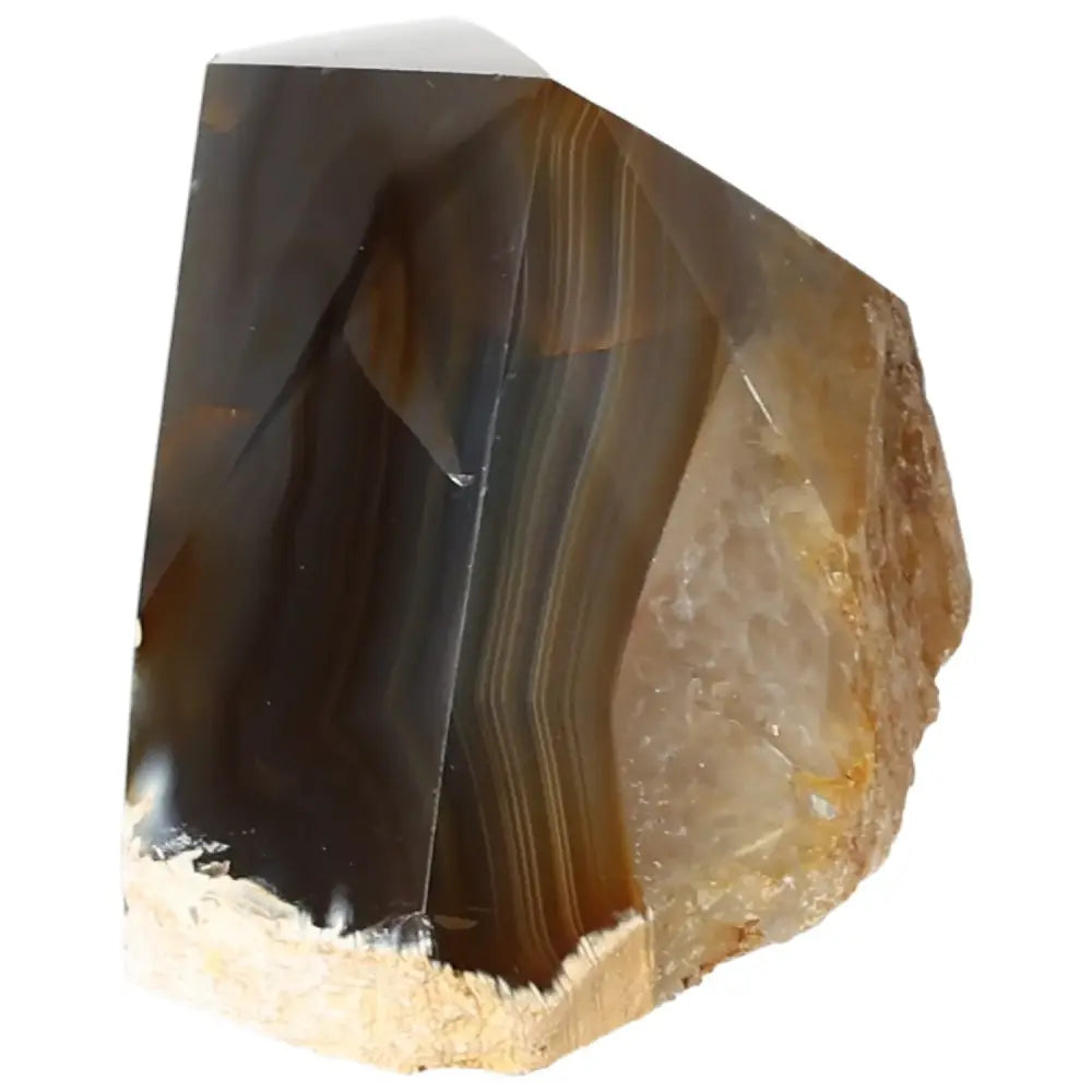 Polished Agate Point by Sylvia Crystals with unique patterns for energy harmony and emotional stability.