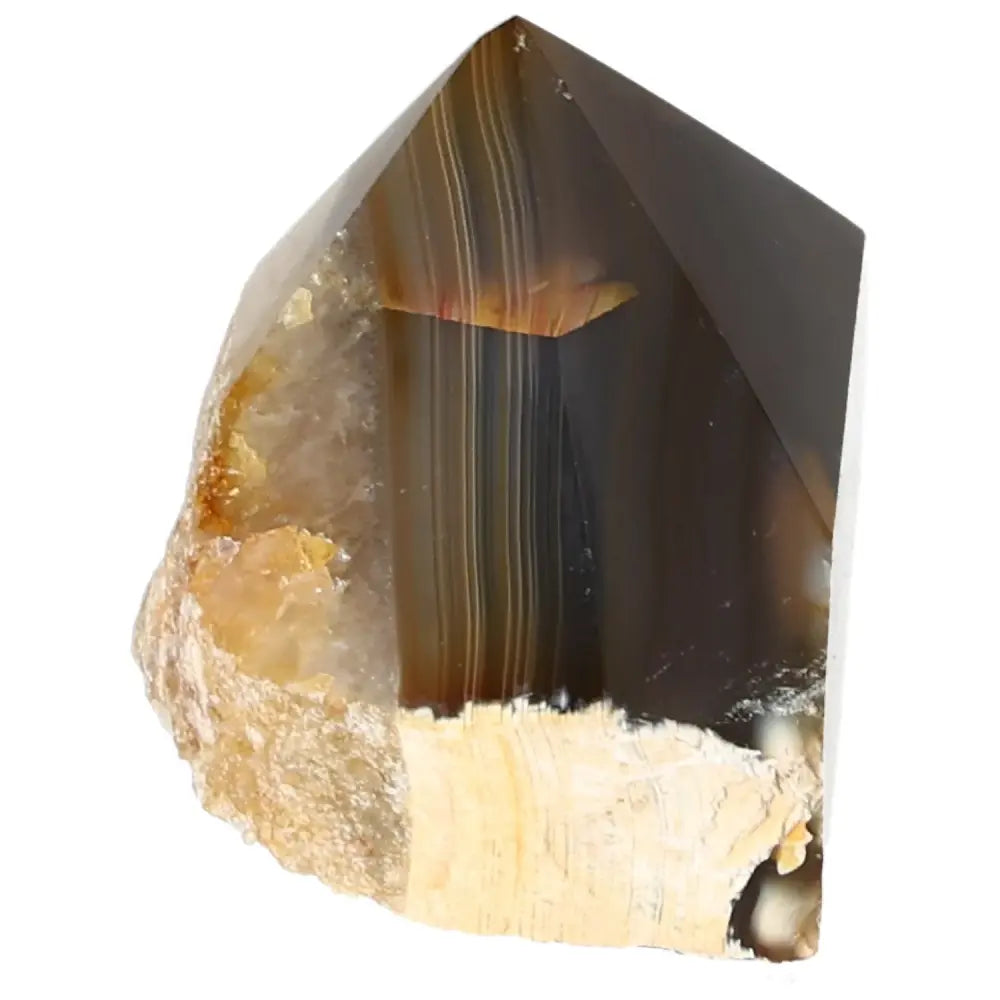 Polished Agate Point by Sylvia Crystals, featuring unique patterns and colors, great for energy harmonization and emotional stability.