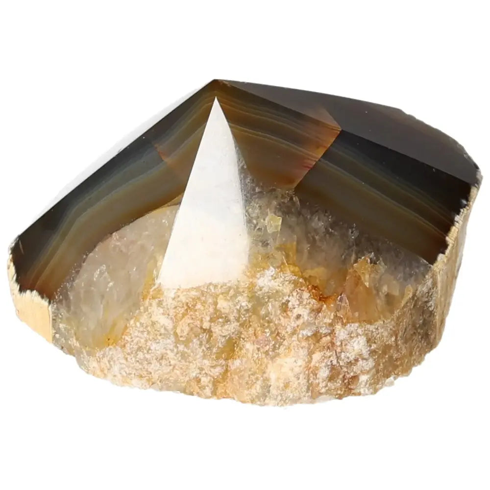 Polished Agate Point with unique patterns, offered by Sylvia Crystals for energy harmonization and emotional stability.
