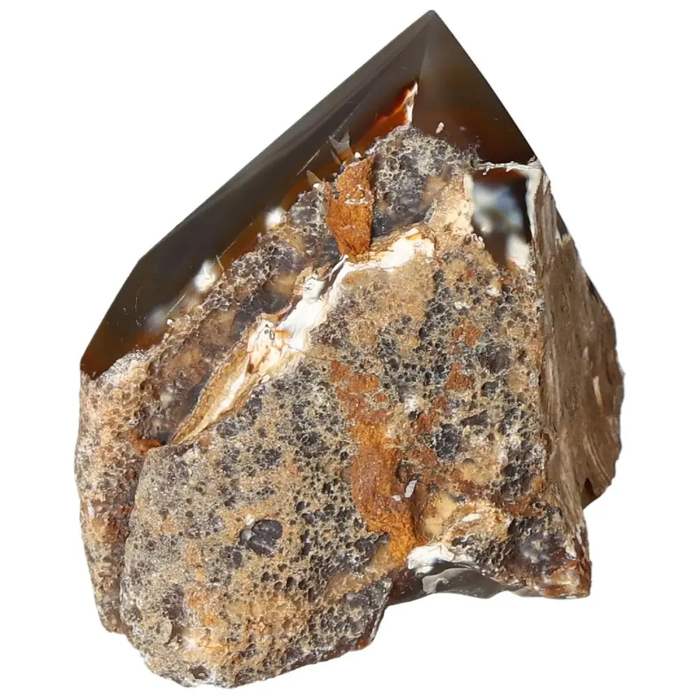 Polished Agate Point gemstone showcasing natural textures and earthy tones, ideal for enhancing tranquility in any space.