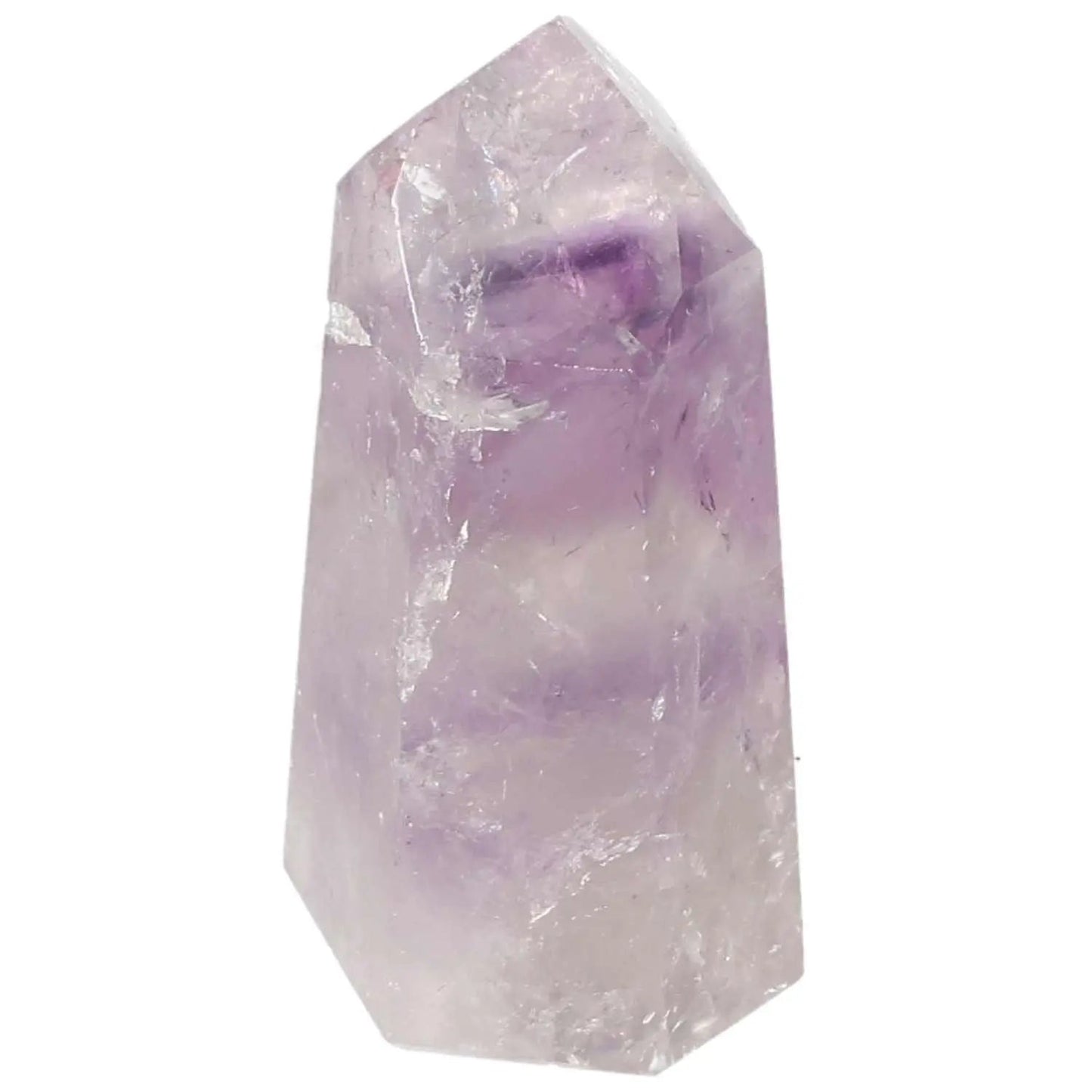 Polished Amethyst Obelisk by Sylvia Crystals, a premium spiritual gemstone for emotional stability and concentration enhancement.