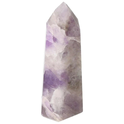 Polished Amethyst Obelisk by Sylvia Crystals, premium handpicked decor, symbol of luxury, energy, and tranquility.