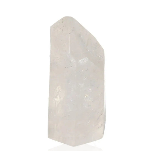 Polished Crystal Quartz Point with clarity and harmonious vibrations, emblem of purity and spiritual alignment.