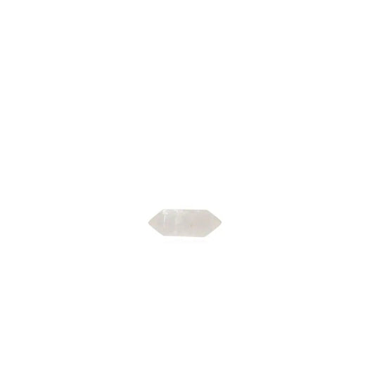 Polished Crystal Quartz Point showcasing its clear beauty and unique facets on a white background.