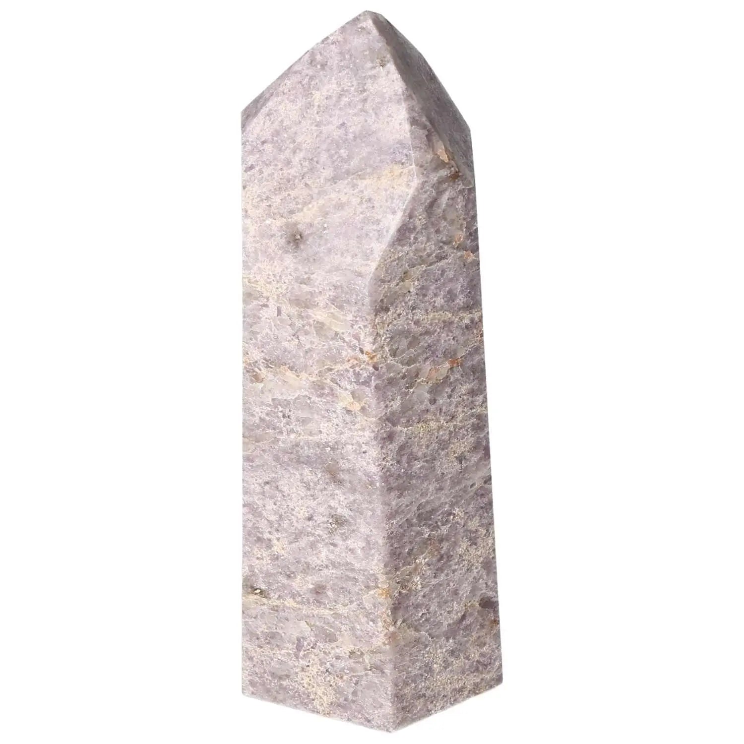Polished Lepidolite Obelisk from Sylvia Crystals, offering calming energy and decorative elegance for emotional balance and positivity.