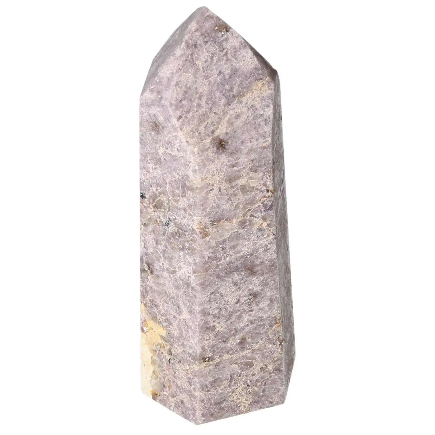 Polished Lepidolite Obelisk from Sylvia Crystals, a decorative stone for calming energy, serenity, and emotional balance.