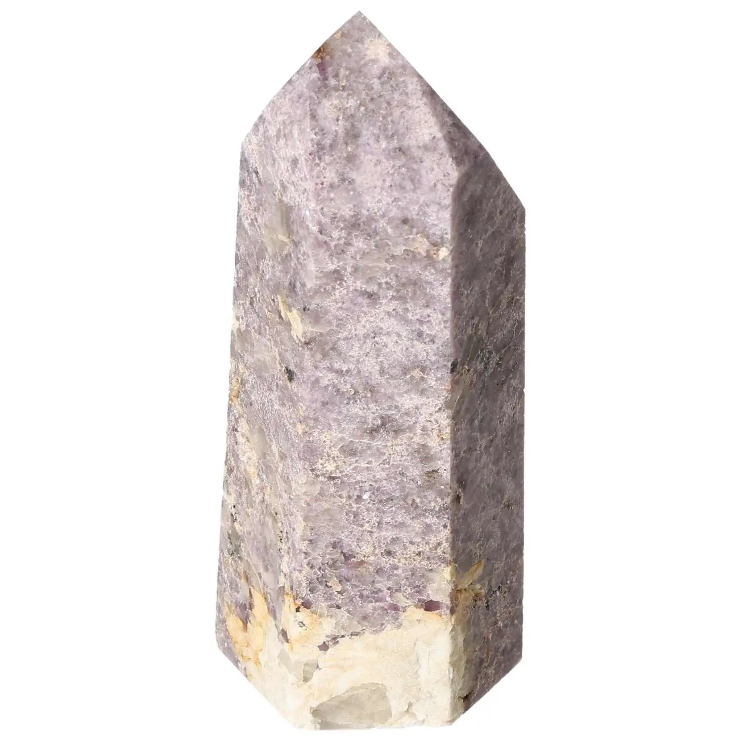 Polished Lepidolite Obelisk from Sylvia Crystals, known for its calming energy and emotional balance properties.