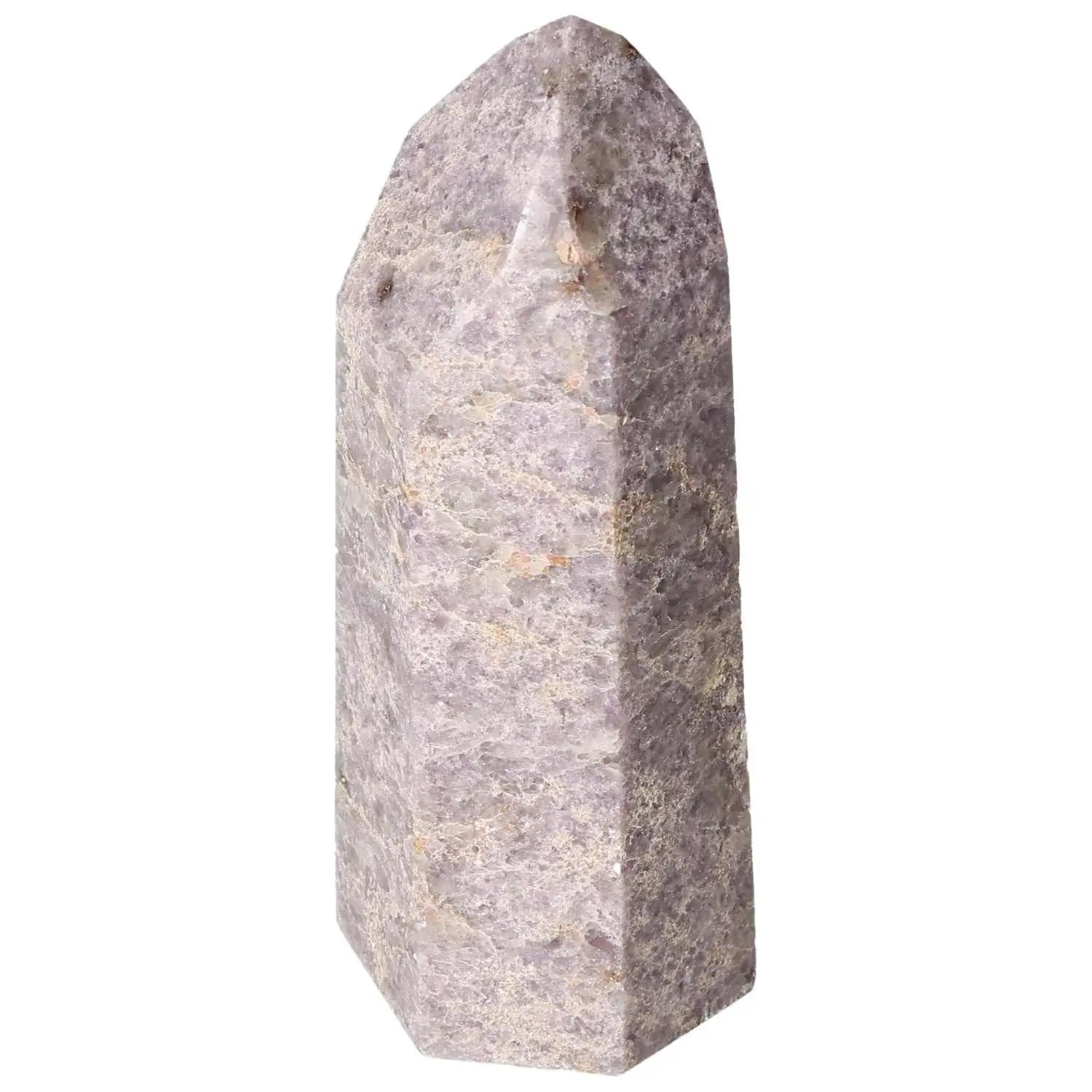 Polished Lepidolite Obelisk enhancing decor with calming energy and emotional balance, from Sylvia Crystals.