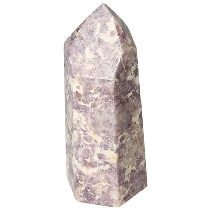 Polished Lepidolite Obelisk by Sylvia Crystals, showcasing refined elegance and calming energy for emotional harmony.