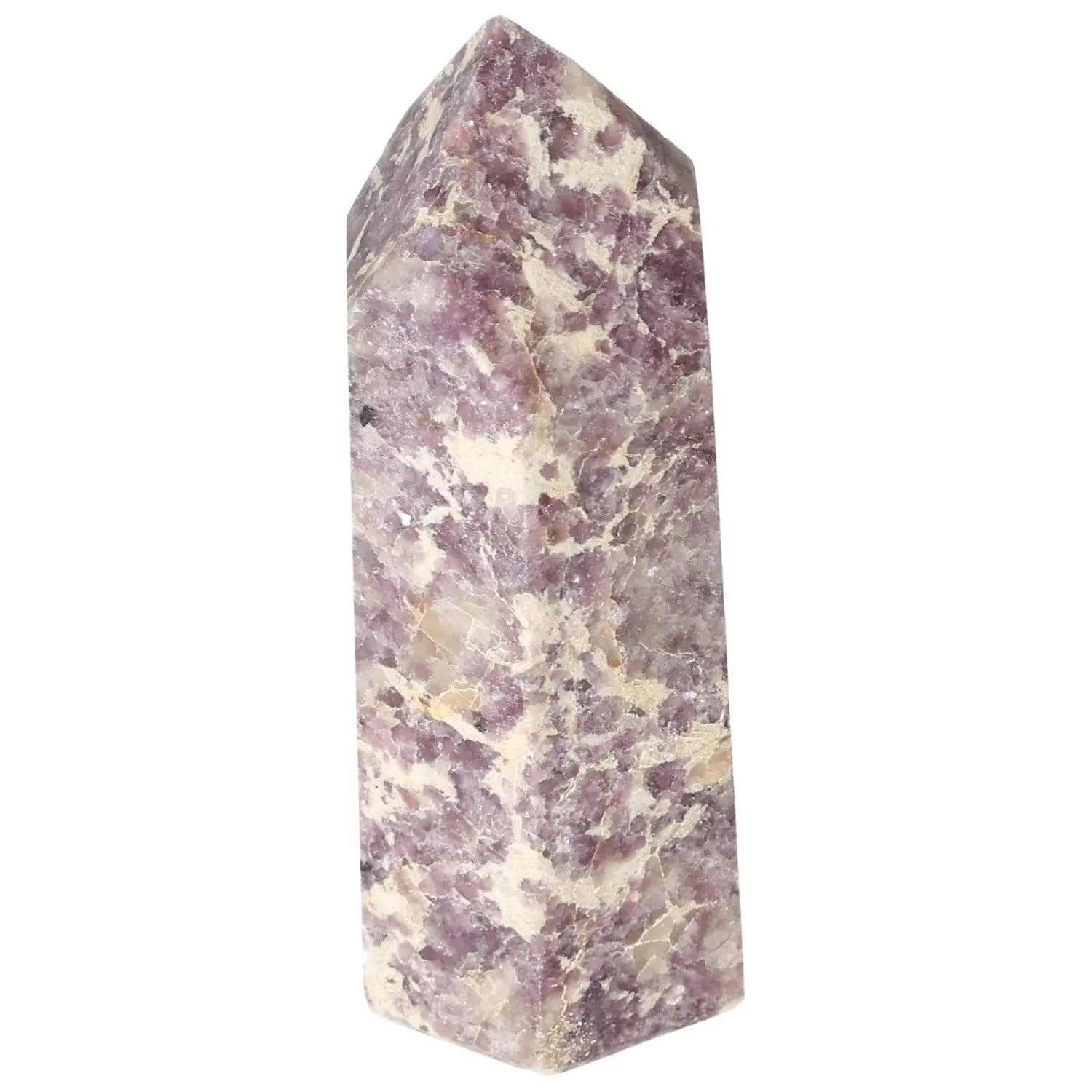 Polished Lepidolite Obelisk by Sylvia Crystals, a premium stone for calming energies and luxury conscious living.