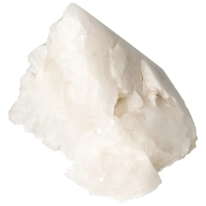 Polished Milky Quartz Point crystal, known for purifying properties and energy balance, premium quality from Sylvia Crystals.