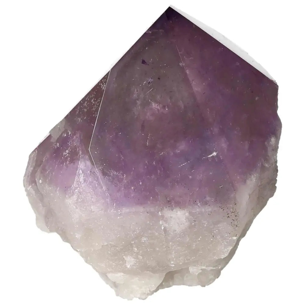 Polished Point Amethyst crystal from Sylvia Crystals, promotes emotional balance and stress relief, premium quality gemstone.