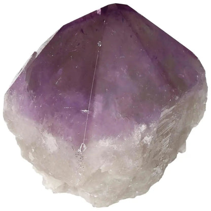 Polished Point Amethyst crystal by Sylvia Crystals, known for stress relief and energy boost, premium gemstone for collectors.