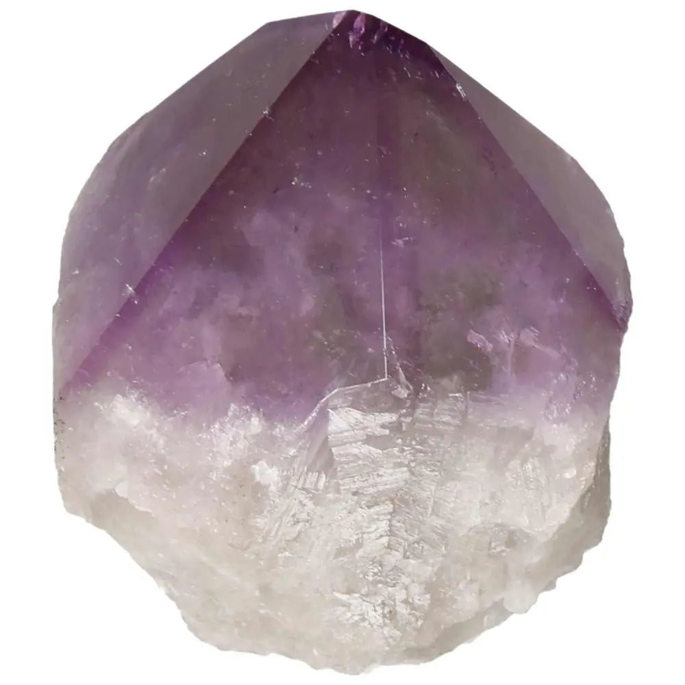 Polished Point Amethyst crystal by Sylvia Crystals, ideal for stress relief and energy enhancement, with a radiant purple hue.
