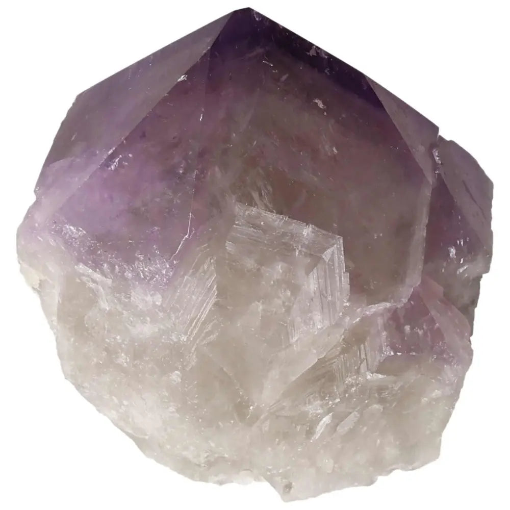 Polished Point Amethyst crystal with purple hues, known for stress relief and energy enhancement, from Sylvia Crystals.