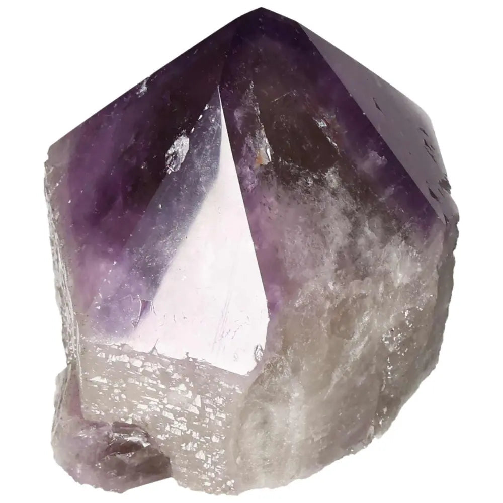 Polished Point Amethyst crystal by Sylvia Crystals, known for stress relief and positive energy infusion.