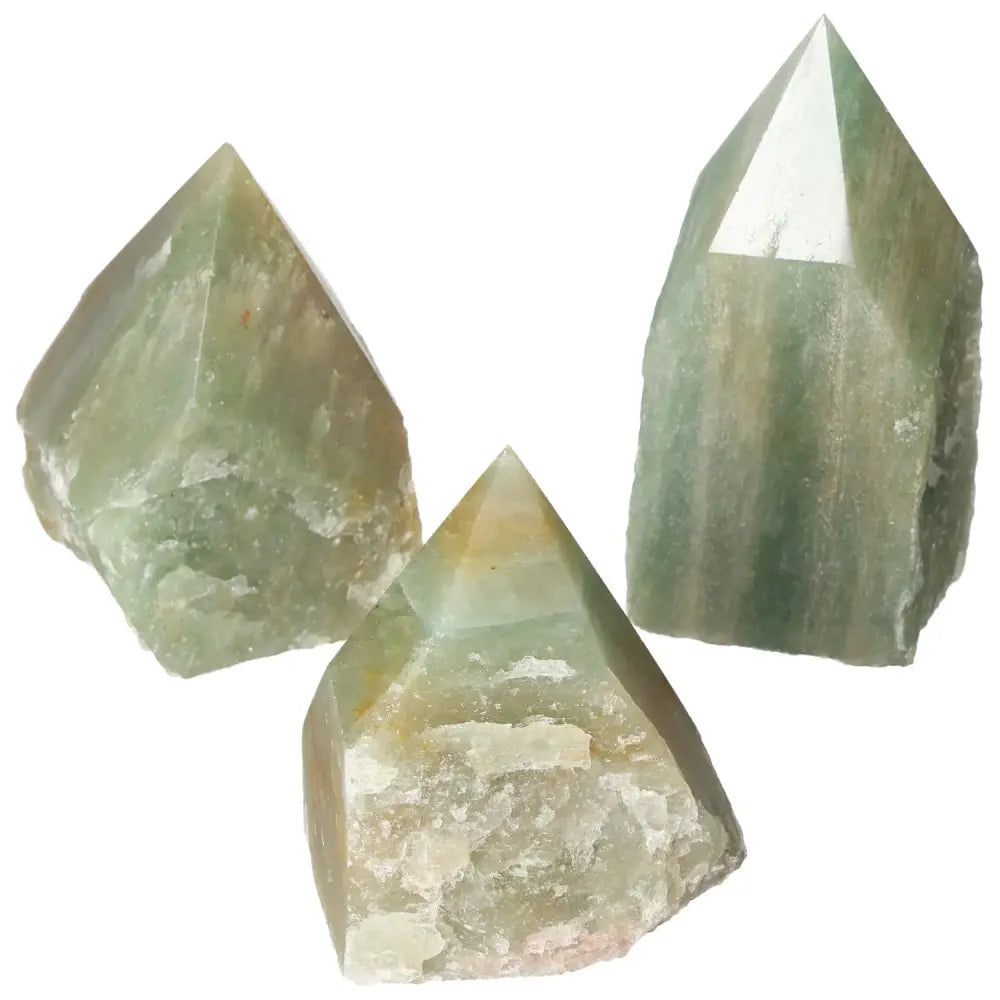 Polished Point Green Quartz with Hematite L from Sylvia Crystals, showcasing vibrant green quartz and grounding hematite.