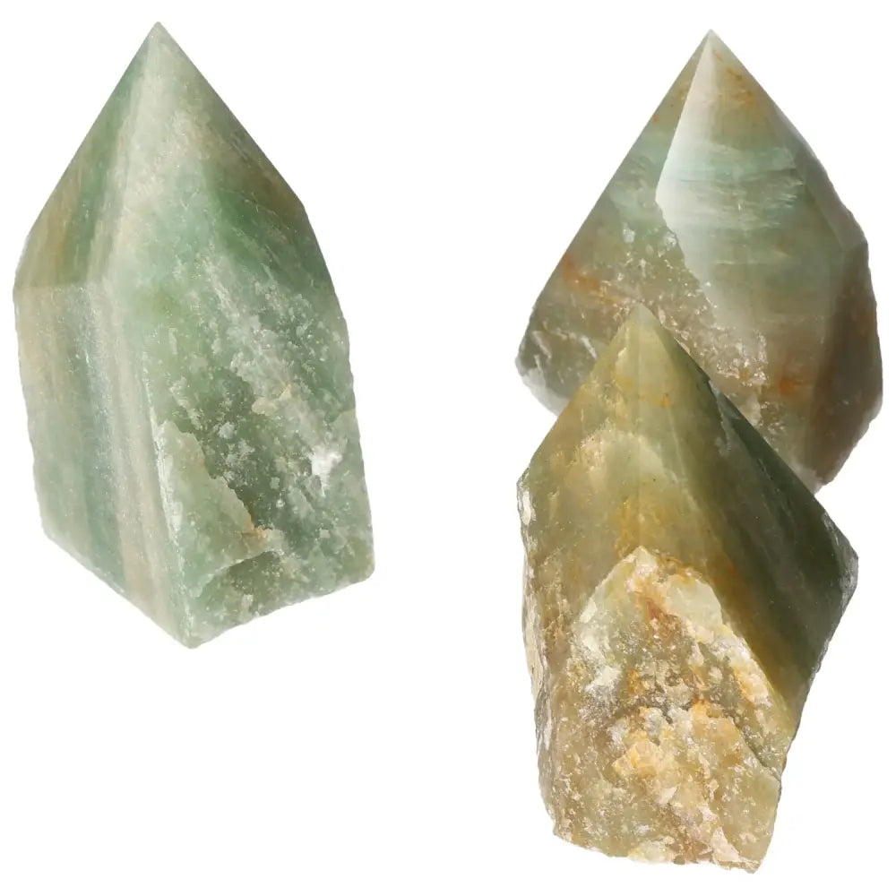 "Polished Green Quartz Points with Hematite, Sylvia Crystals"