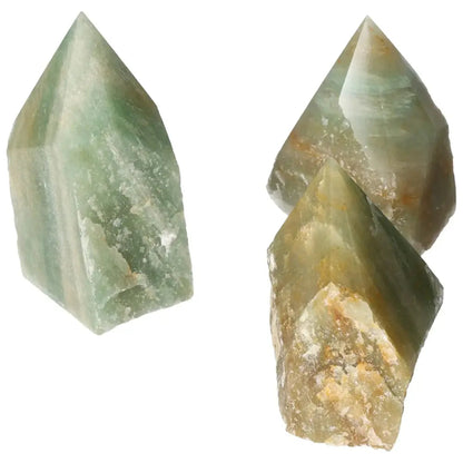 "Polished Green Quartz Points with Hematite, Sylvia Crystals"
