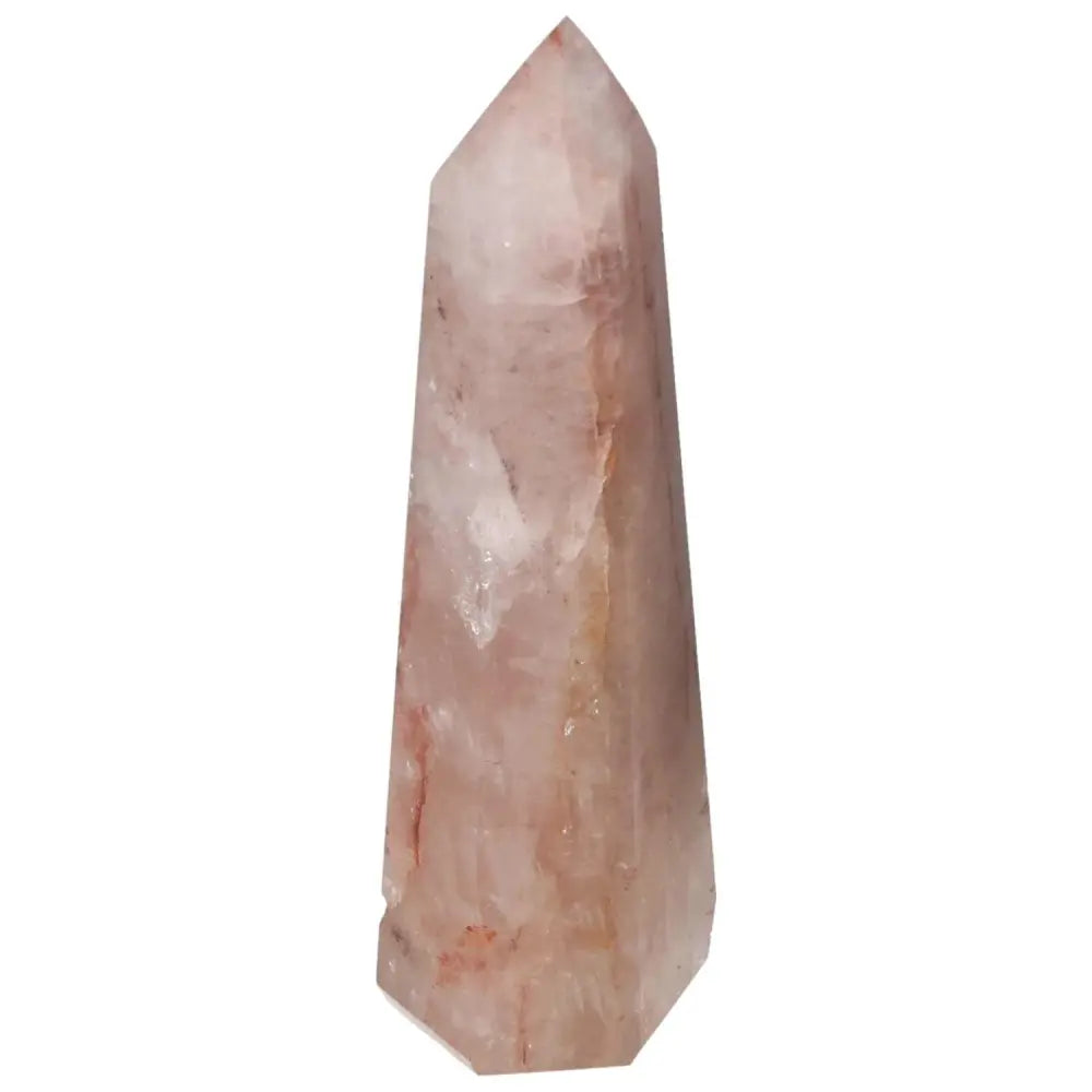 Polished Point Hematoide crystal from Sylvia Crystals showcasing its radiant allure and grounding energy in a luxurious design.
