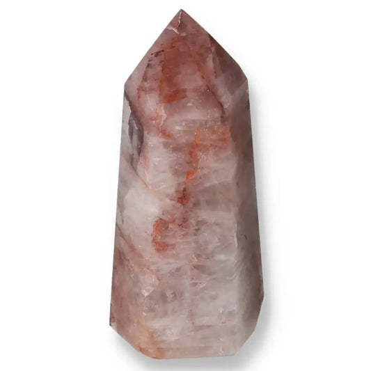 Polished Point Hematoide crystal with deep red and brown hues, showcasing luxury and transformation from Sylvia Crystals.