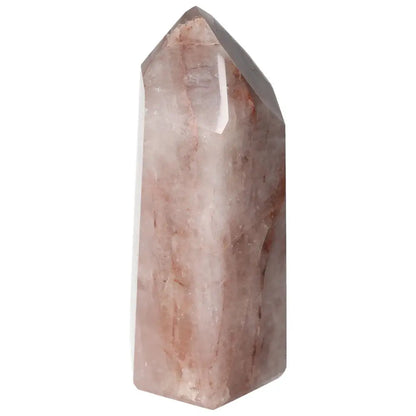 Polished Point Hematoide Quartz crystal by Sylvia Crystals, known for its elegance and grounding properties, ideal for spiritual spaces.