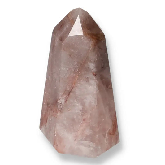 Polished Hematoide crystal point, showcasing a smooth finish, symbolizing elegance. Perfect for luxury decor and conscious living.