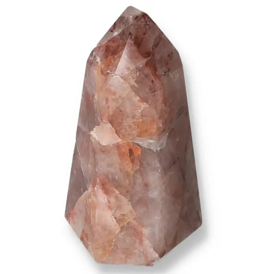 Polished Point Hematoide crystal by Sylvia Crystals, promoting clarity and focus for meditation and luxury spiritual connection.
