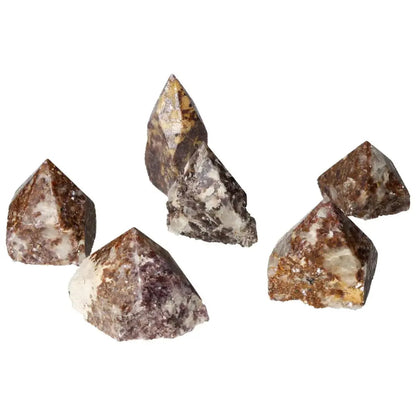 Polished Point Lepidolite crystals from Sylvia Crystals, showcasing a unique blend of luxury and spiritual essence for emotional balance.