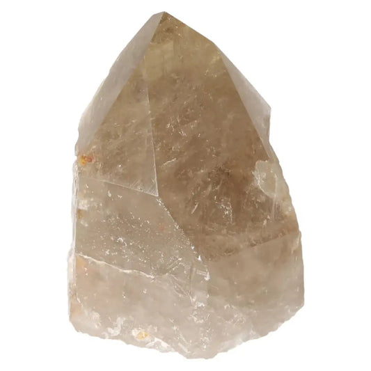Polished Point Quartz from Sylvia Crystals, ideal for mental clarity and emotional balance, featuring luxurious smoky hue.