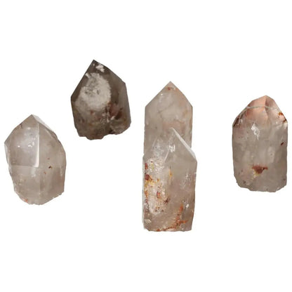 Polished Point Quartz with Hematite by Sylvia Crystals, showcasing elegant minerals for collectors and personal growth enthusiasts.