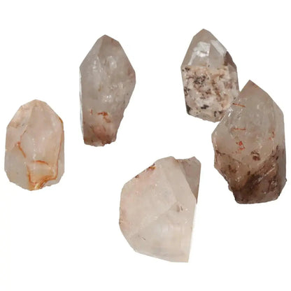 Polished Point Quartz with Hematite S from Sylvia Crystals, showcasing elegance and metaphysical properties in natural stone formation.