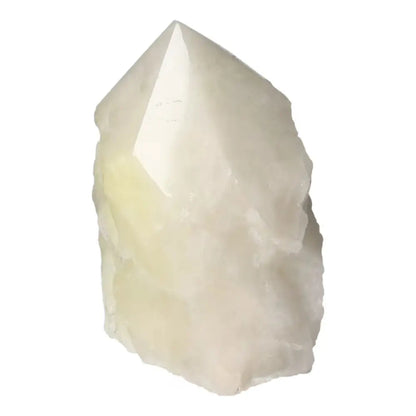Polished Point Quartz With Sulphur crystal exuding elegance and spiritual energy, available from Sylvia Crystals.