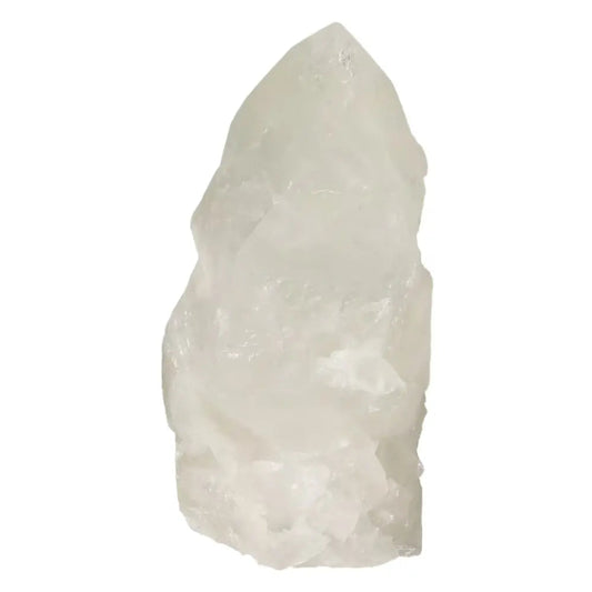 Polished Point Quartz with Sulphur crystal by Sylvia Crystals, showcasing clarity and vibrant hues for energy enhancement.